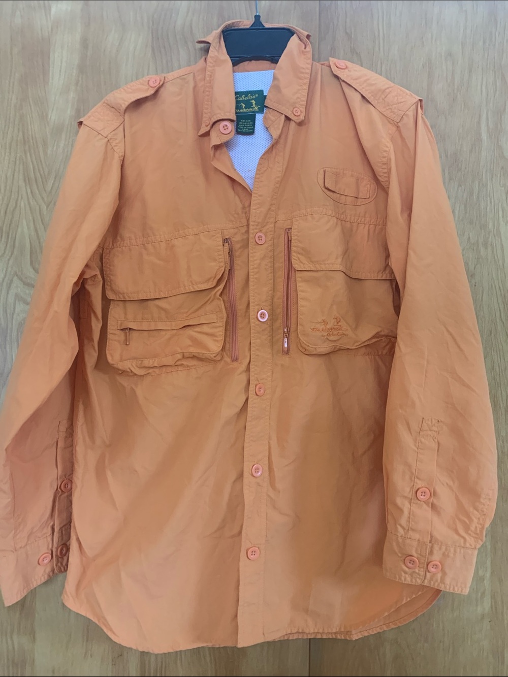 Cabela’s Guidewear Performance Fish Hunt Hike Outdoor Utility Shirt Orange sz S